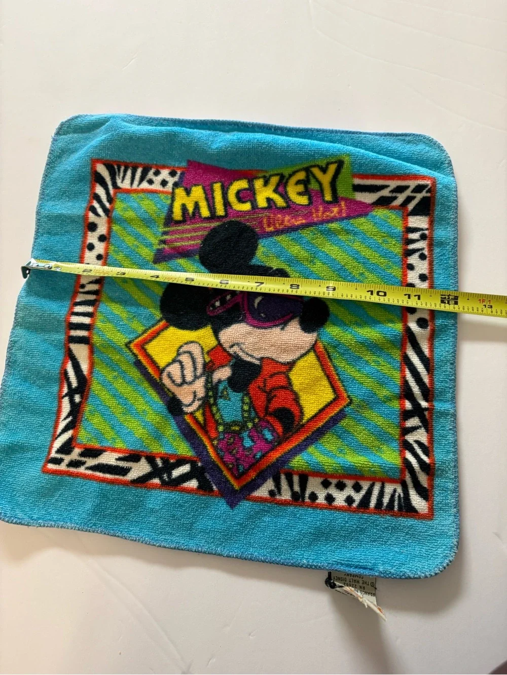 Vintage Mickey Mouse Bright Aqua Hand Towel